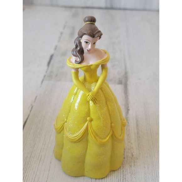 Princess Belle Beauty Beast yellow glitter formal dress Disney toy figure - Picture 1 of 5